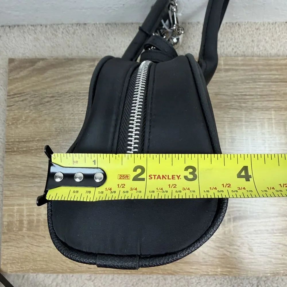 Madden NYC East West Bowler Bag Black Nylon Crossbody Shoulder Bag Heart Charm